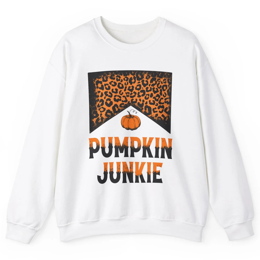 Retro Pumpkin Junkie Leopard Thanksgiving Western Country Unisex Crewneck Sweatshirt