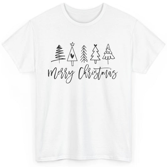 Merry Christmas Tree Heart Doodle Drawing Christmas Costume Classic Unisex T-Shirt
