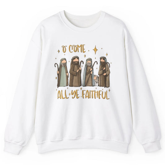 Retro Christmas O Come All Ye Faithful Christian Jesus Faith Unisex Crewneck Sweatshirt