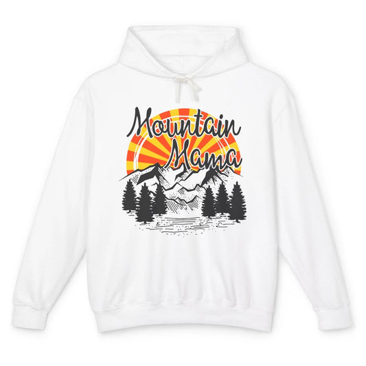 Retro Rainbow Sunset Mountain Mama Hiking Mom Climbing Unisex Lightweight Hoodie