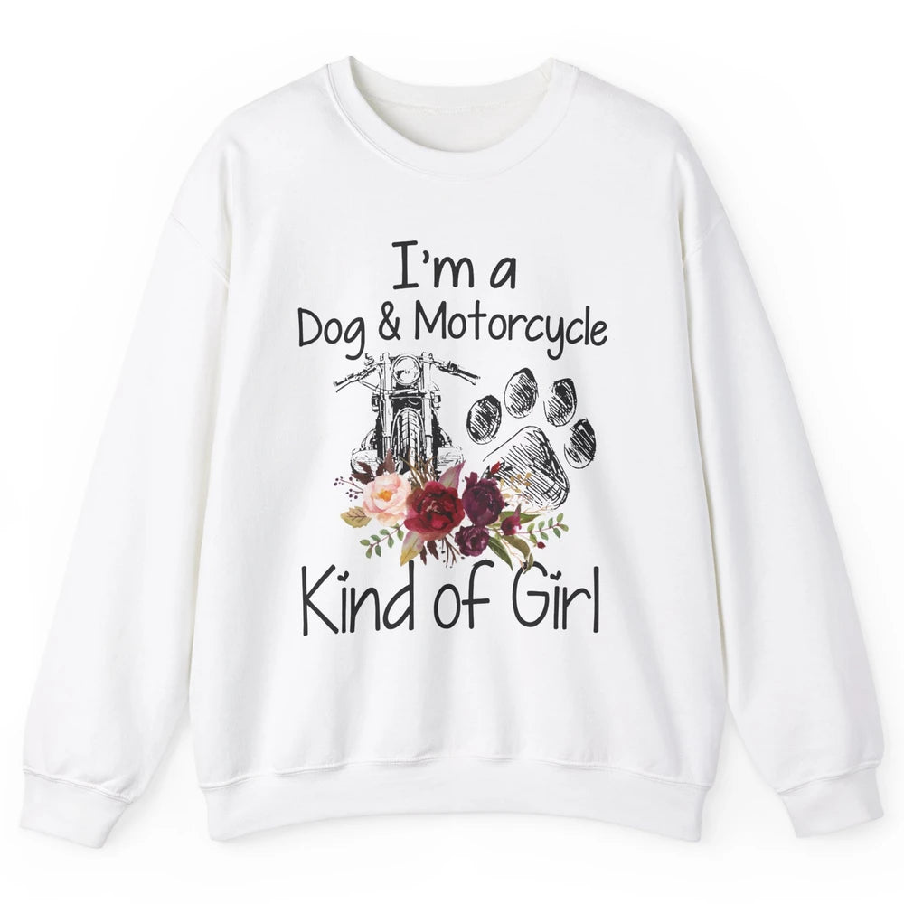 Retro Floral Motorbike I'm Dog Motorcycle Kinda Girl Dog Mom Unisex Crewneck Sweatshirt