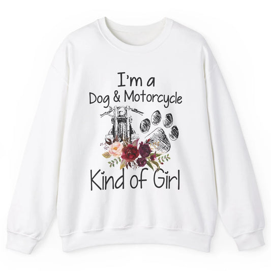 Retro Floral Motorbike I'm Dog Motorcycle Kinda Girl Dog Mom Unisex Crewneck Sweatshirt