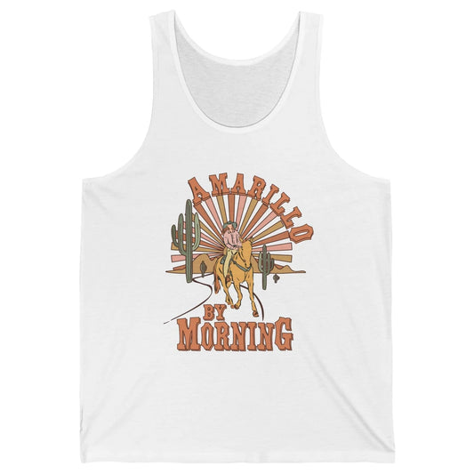 Retro Desert Cowboy Riding Horse Amarillo By Morning Western Unisex Jersey Tank