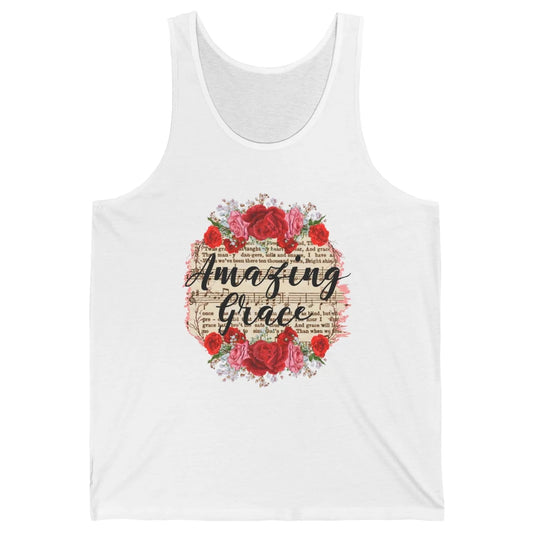 Floral Amazing Grace Jesus Lovers Christian Religious Gift Unisex Jersey Tank