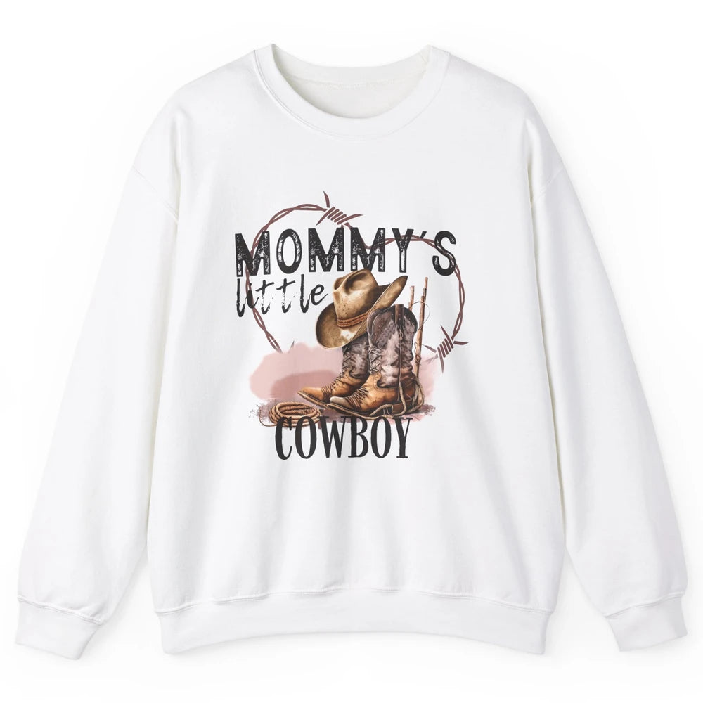 Mommy's Little Cowboy Western Mama Boots Rancher Mother Unisex Crewneck Sweatshirt
