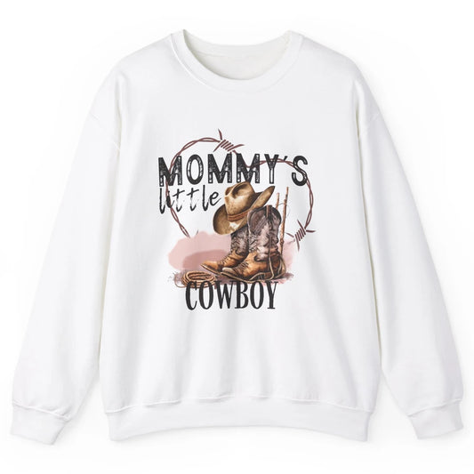 Mommy's Little Cowboy Western Mama Boots Rancher Mother Unisex Crewneck Sweatshirt