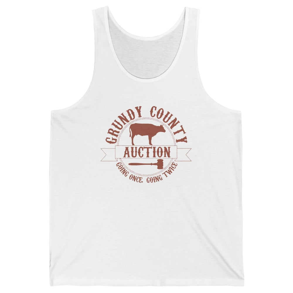 Retro Cow Cattle Grundy County Auction Western Country Farm Unisex Jersey Tank