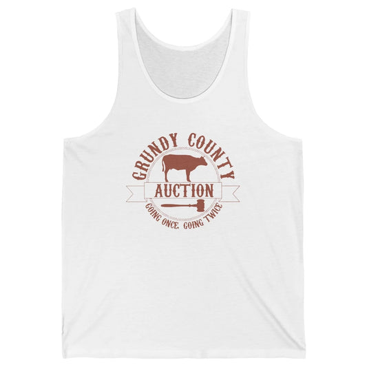Retro Cow Cattle Grundy County Auction Western Country Farm Unisex Jersey Tank