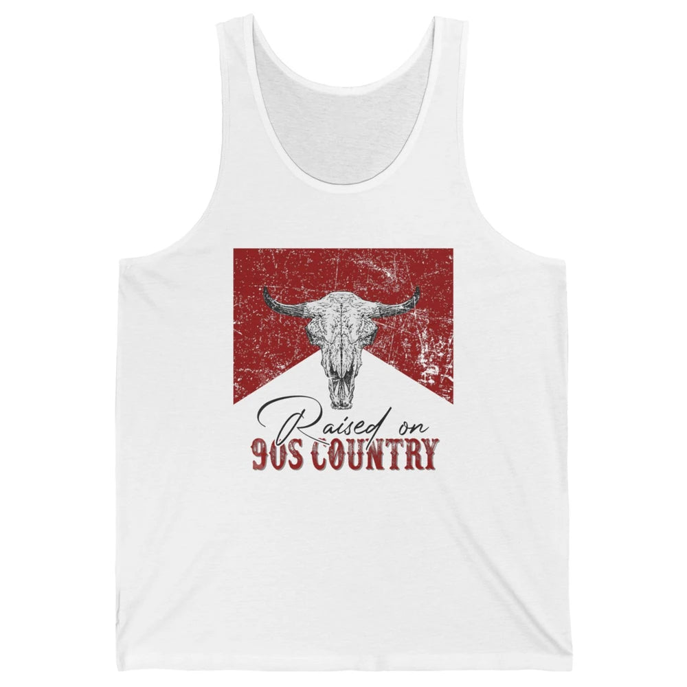 Raised On 90s Country Bull Skull Retro Western Country Rodeo Unisex Jersey Tank