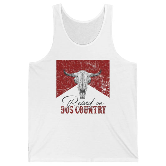 Raised On 90s Country Bull Skull Retro Western Country Rodeo Unisex Jersey Tank