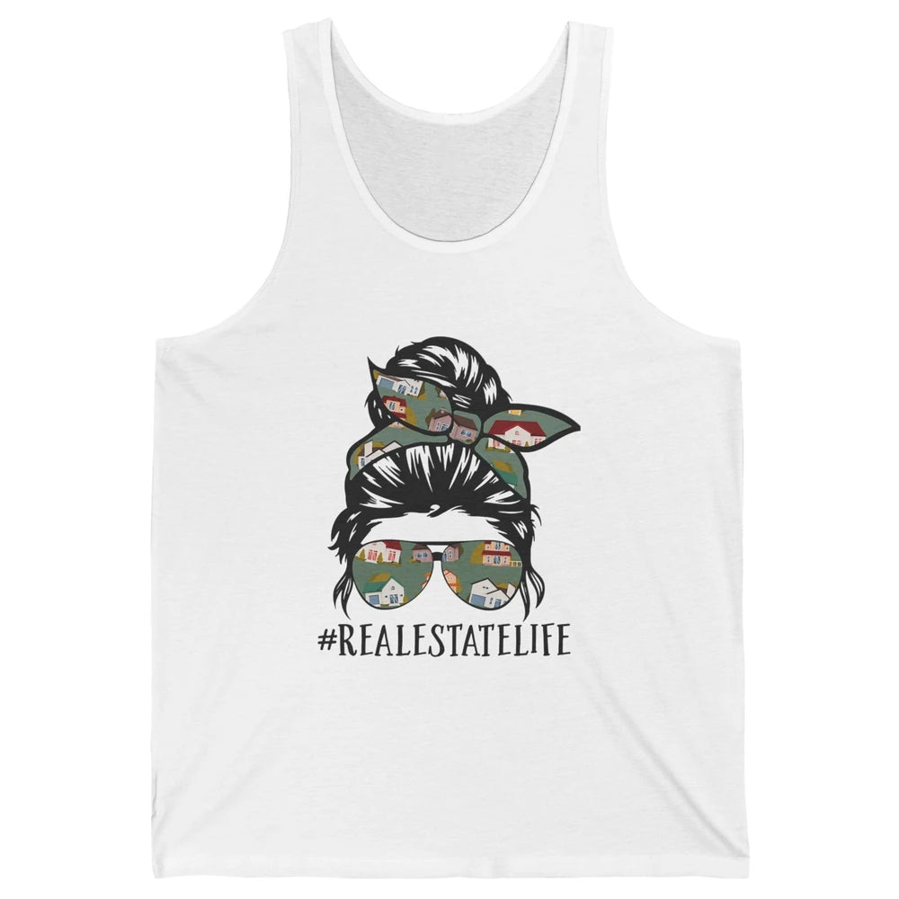 Real Estate Wife Life Messy Bun Mom Realtor Women Close Deal Unisex Jersey Tank