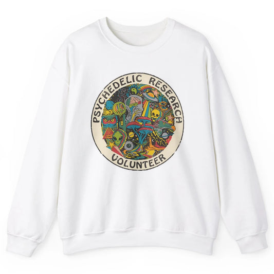 Retro Design Research Volunteer Psychedelic Mushroom Vintage Unisex Crewneck Sweatshirt