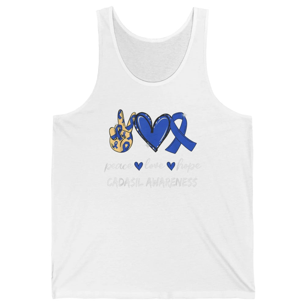 Peace Love Hope Heart Love Cadasil Awareness Blue Ribbon Unisex Jersey Tank