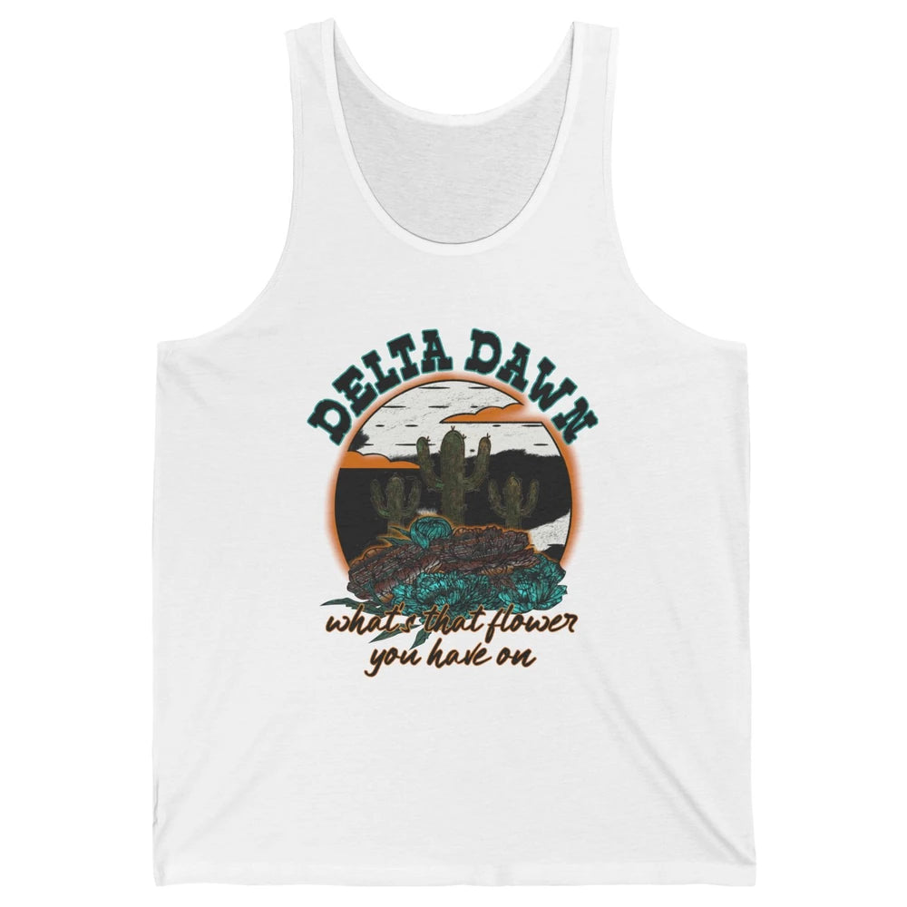 Retro Desert Night Delta Dawn What's That Flower Western Unisex Jersey Tank