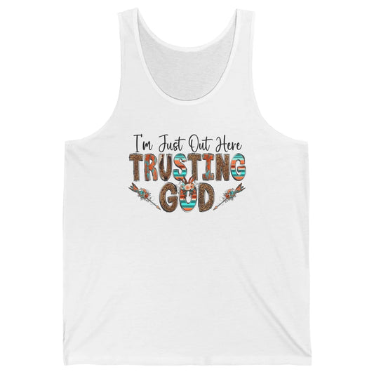 Out Here Trusting God Jesus Religion Christian Floral Bible Unisex Jersey Tank