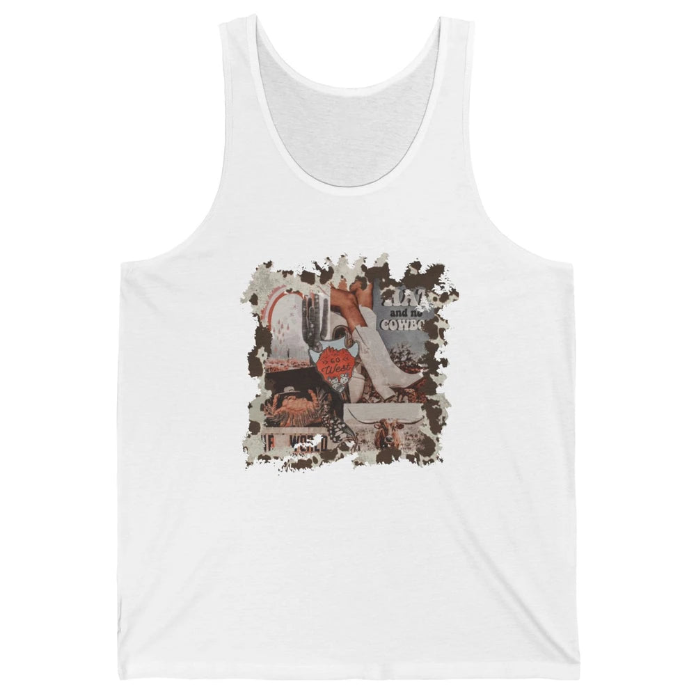 Retro Cowgirl Boots Desert Cactus Go West Western Country Unisex Jersey Tank