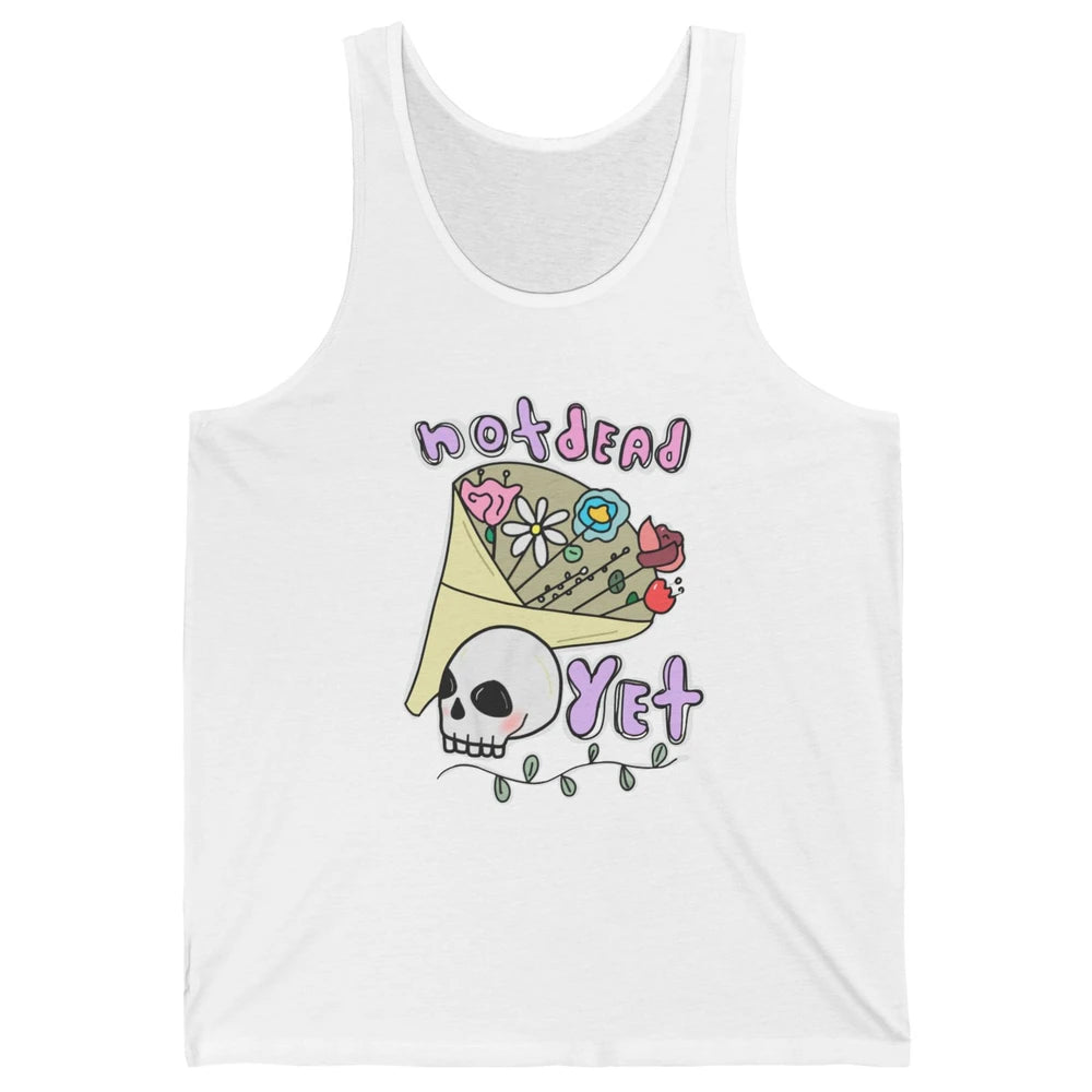 Not Dead Yet Funny Skull Flower Cancer Warrior Fighter Boho Unisex Jersey Tank