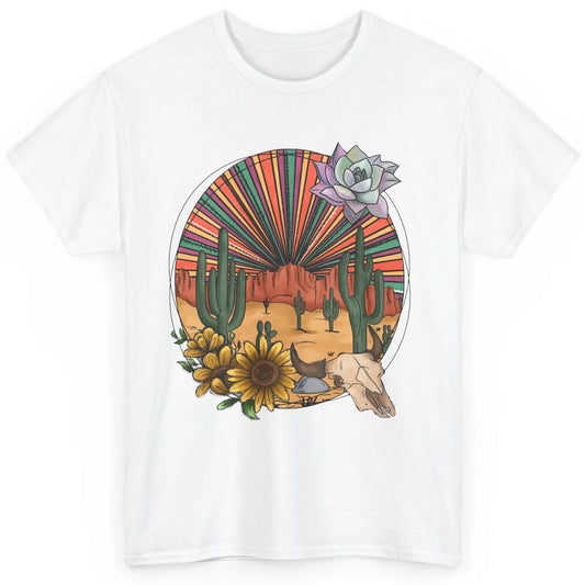 Retro Desert Western Cowboy Boho Skull Cactus Country Cowboy Classic Unisex T-Shirt