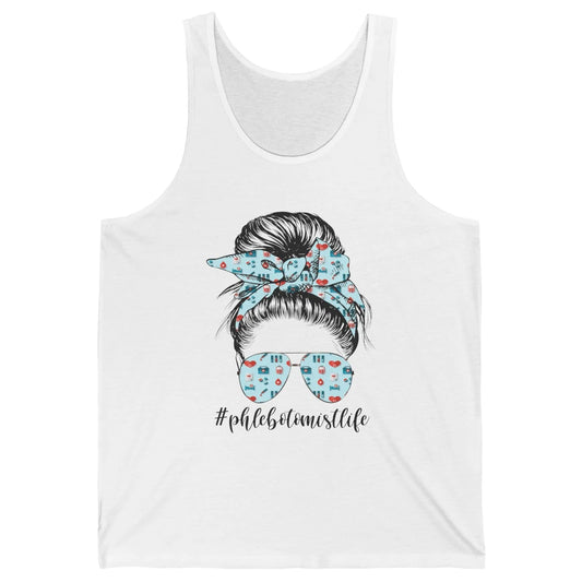 Retro  Phlebotomist Life Messy Bun Mom Phlebotomy Symbols Unisex Jersey Tank