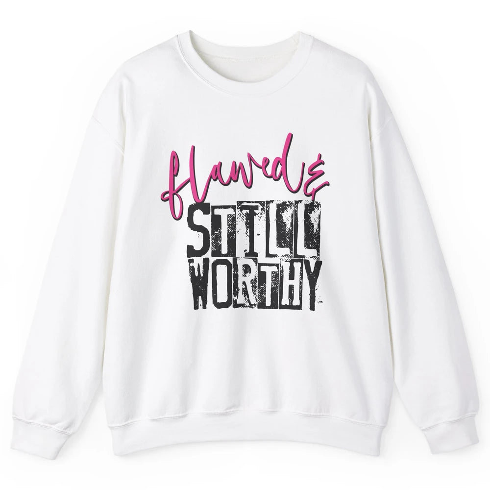 Retro Flawed But Still Worthy Bible Christian Religious Unisex Crewneck Sweatshirt