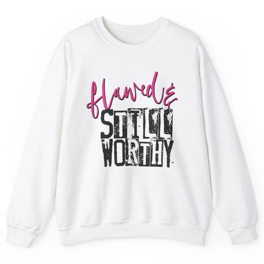 Retro Flawed But Still Worthy Bible Christian Religious Unisex Crewneck Sweatshirt
