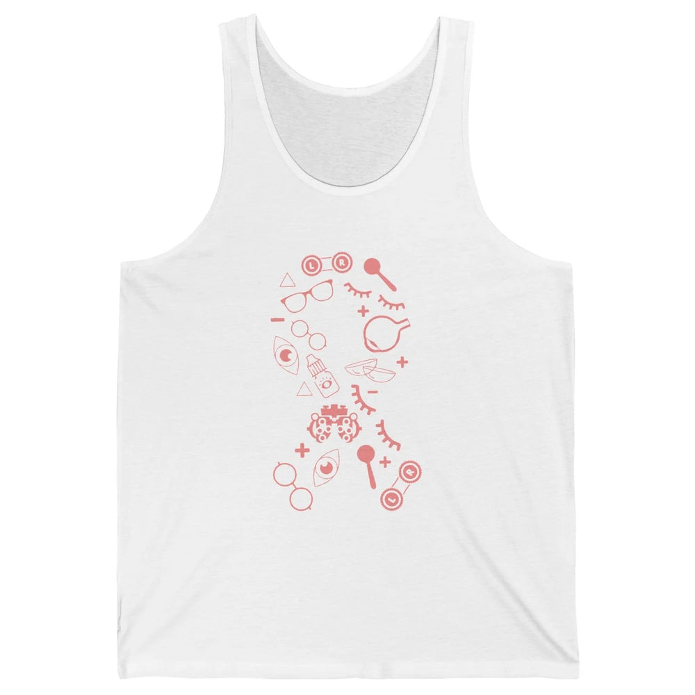 Optical Symbol Pink Ribbon Breast Cancer Support Optometrist Unisex Jersey Tank