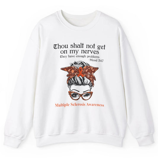 Multiple Sclerosis Awareness Messy Bun Ms Cancer Warrior Unisex Crewneck Sweatshirt