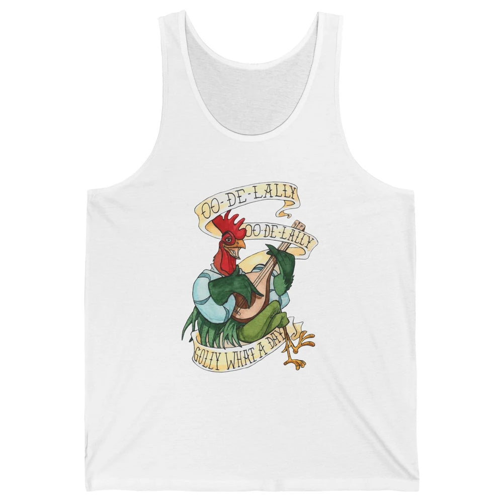 Funny Chicken Rooster Play Banjo What A Day Musician Rooster Unisex Jersey Tank