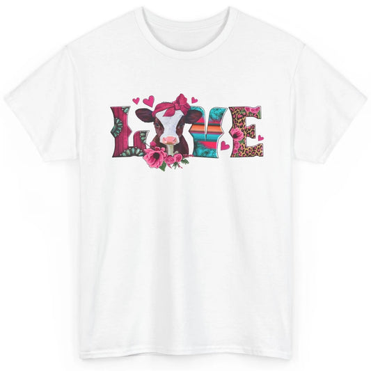 Pink Leopard Love Baby Calf Western Valentines Farm Animals Classic Unisex T-Shirt
