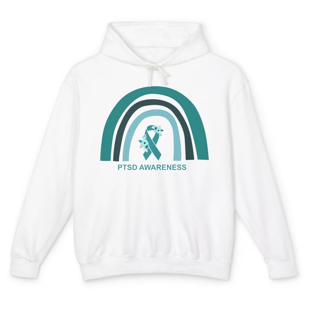 Post-traumatic Stress Disorder Awareness PTSD Teal Ribbon Unisex Lightweight Hoodie