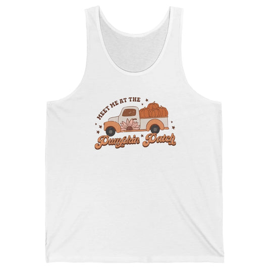 Retro Pumpkin Truck Meet Me At Pumpkin Patch Fall Halloween Unisex Jersey Tank