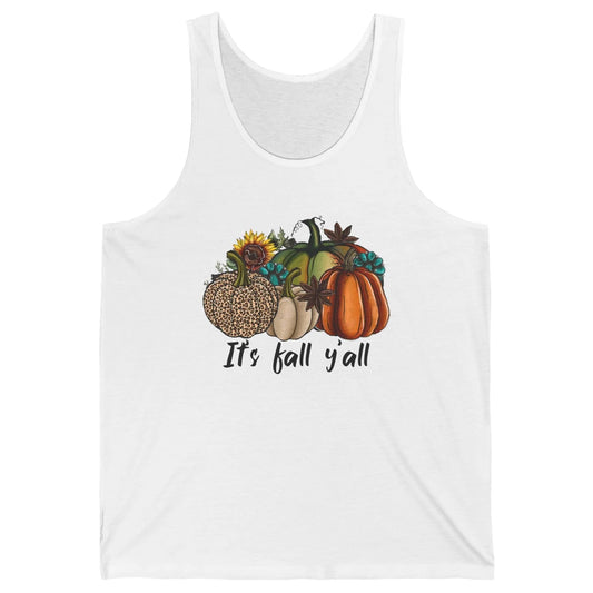 Leopard Pumpkin It's Fall Yall Fall Leaves Western Autumn Unisex Jersey Tank