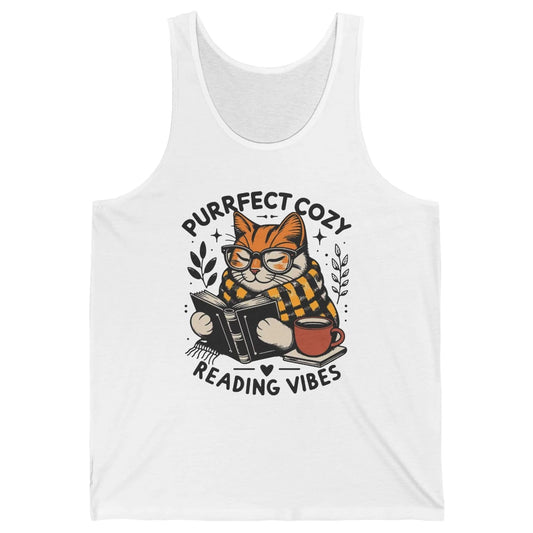 Funny Bookish Cat Purrfect Cozy Reading Vibes Winter Reading Unisex Jersey Tank