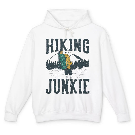 Retro Mountain Hiking Junkie Skeleton Nature Exploring Hiker Unisex Lightweight Hoodie