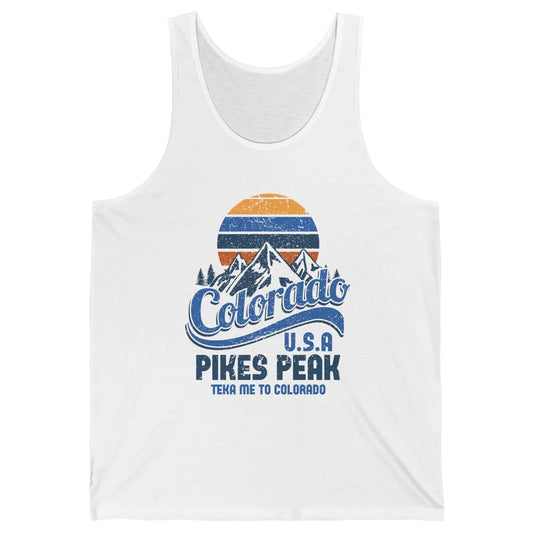 Retro Colorado Mountain Pikes Peak Sunset Outdoor Hiking Unisex Jersey Tank