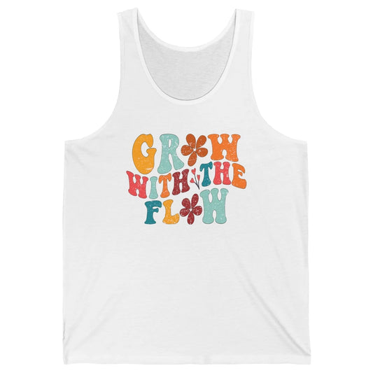 Retro Flower Grow With The Flow Summer Vintage Positive Life Unisex Jersey Tank