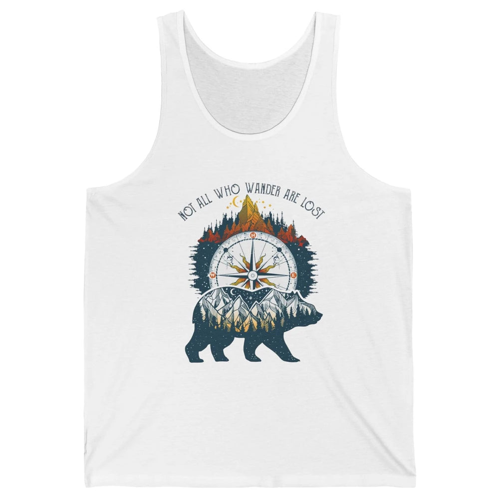 Not All Who Wander Are Lost Compass Mountain Camping Hiking Unisex Jersey Tank