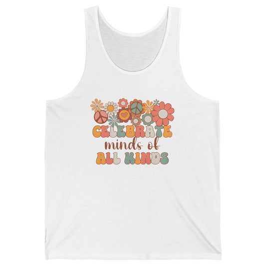 Retro Groovy Autism Celebrate Minds Of All Kind Sped Teacher Unisex Jersey Tank