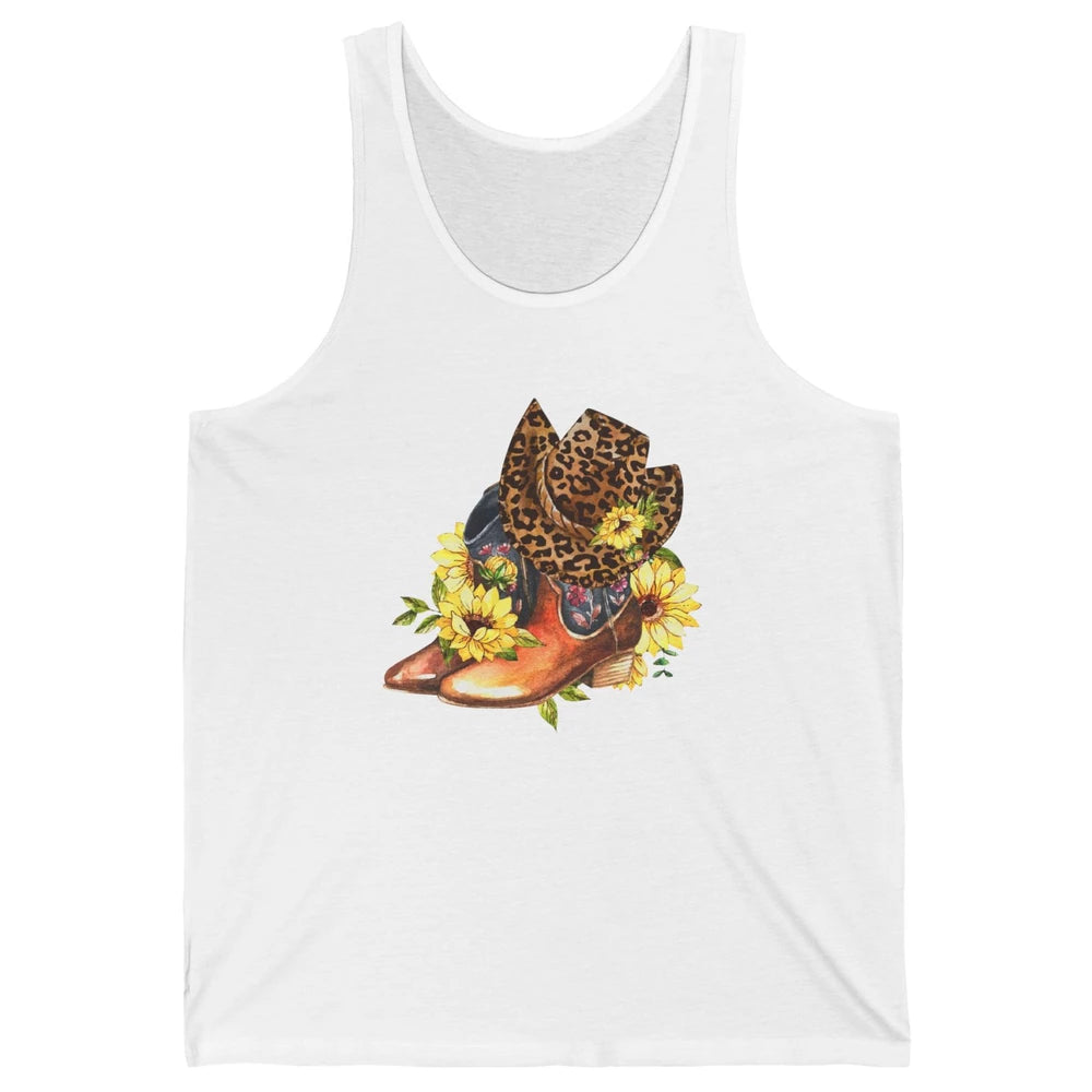 Retro Leopard Cowboy Boots Let's Go Girls Western Cowgirls Unisex Jersey Tank