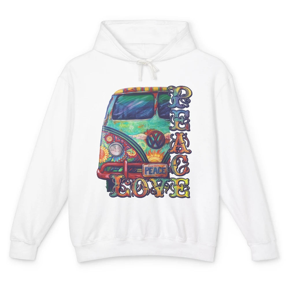 Peace And Love Hippie Van Peacemobile Vintage Gift Camping Unisex Lightweight Hoodie