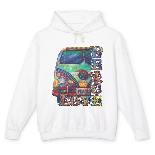 Peace And Love Hippie Van Peacemobile Vintage Gift Camping Unisex Lightweight Hoodie
