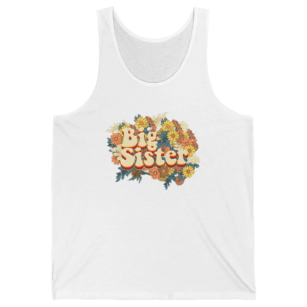Retro Floral Big Sister Siblings Little Sister Gift Unisex Jersey Tank