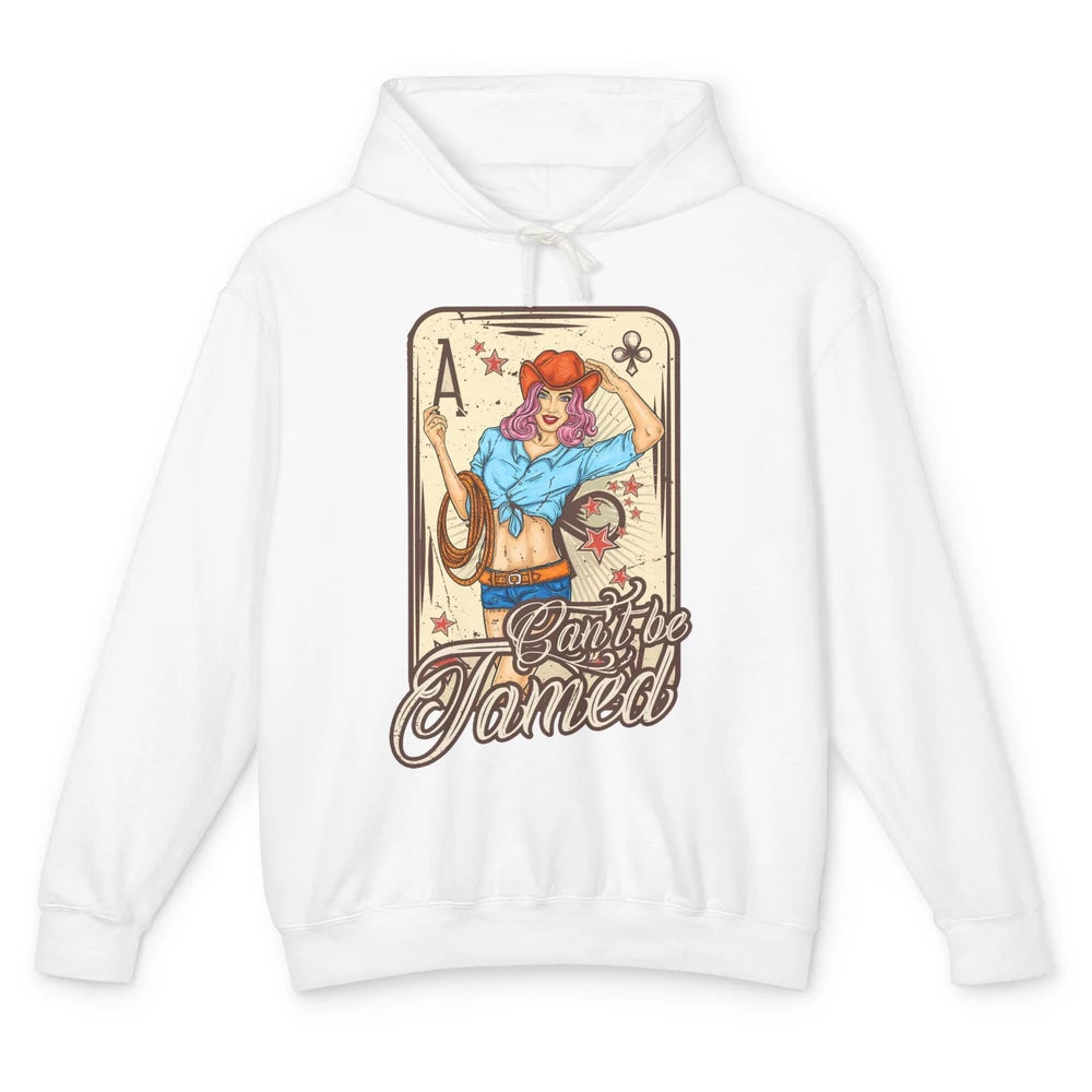 Retro Cowgirl Card Can't Be Tamed Western Country Midwest Unisex Lightweight Hoodie