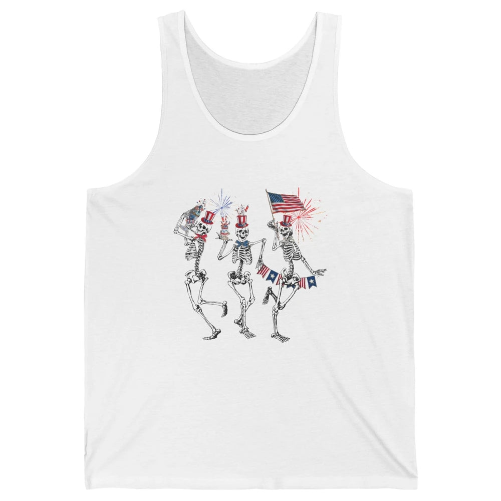 4th July Independence Day Dancing Skeletons America Flag Unisex Jersey Tank