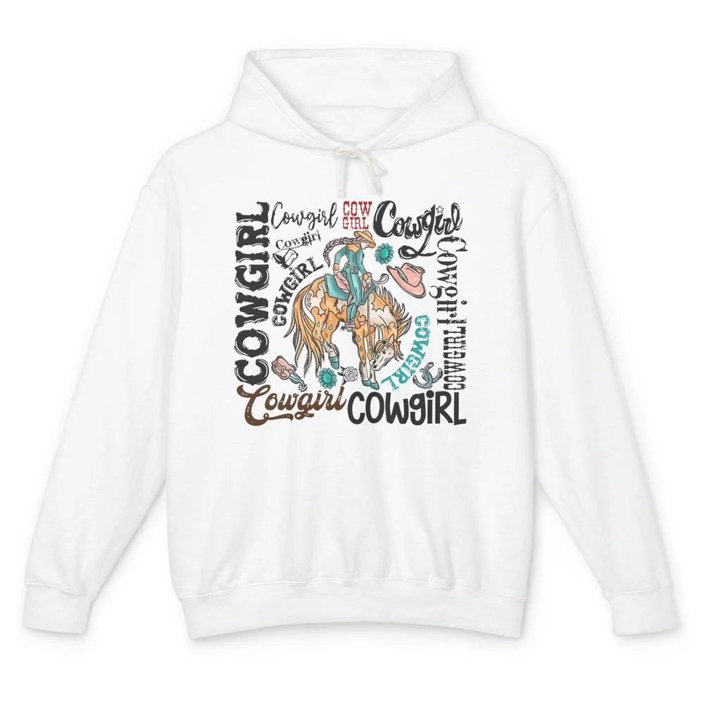Retro Cowgirl Rodeo Wild Western Country Cowboy Hat Unisex Lightweight Hoodie