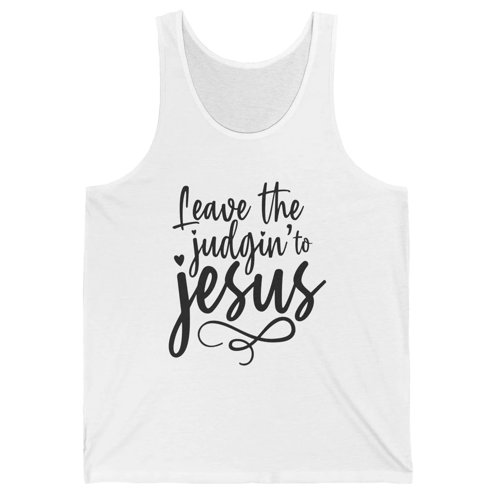 Retro Christian Here We Leave The Judging To Jesus Religious Unisex Jersey Tank
