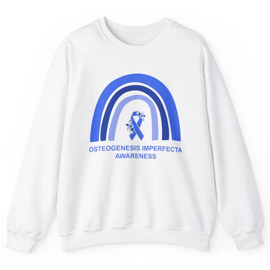 Osteogenesis Imperfecta Awareness OI Floral Blue Rainbow Unisex Crewneck Sweatshirt