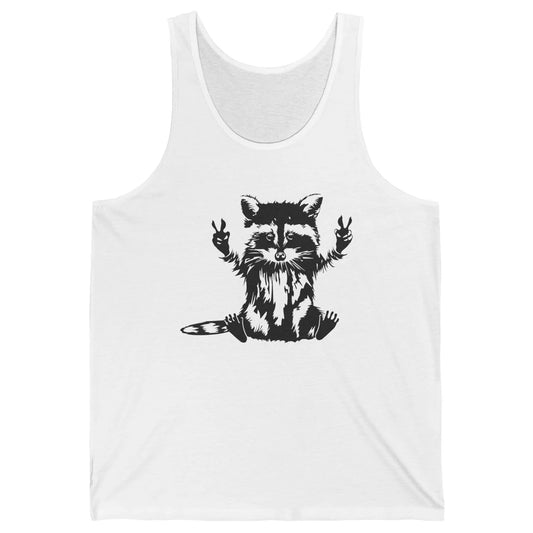 Funny Racoon Peace Sign Trashed Racoon Panda Lovers Gift Unisex Jersey Tank