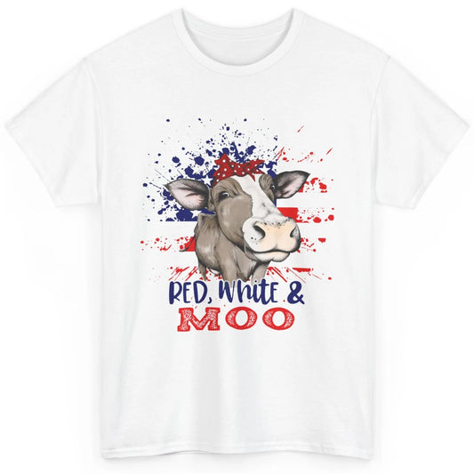 Red White Moo Cow America Flag 4th of July Patriotic Classic Unisex T-Shirt