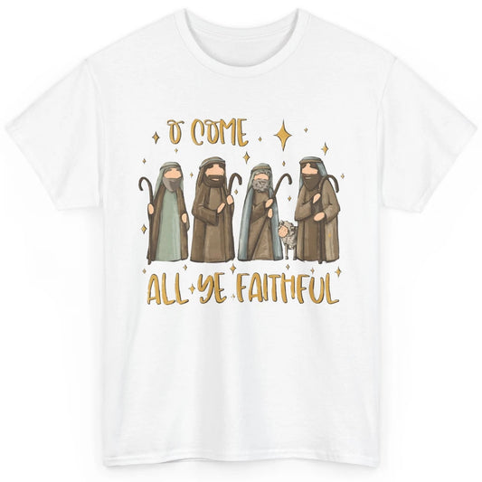 Retro Christmas O Come All Ye Faithful Christian Jesus Faith Classic Unisex T-Shirt